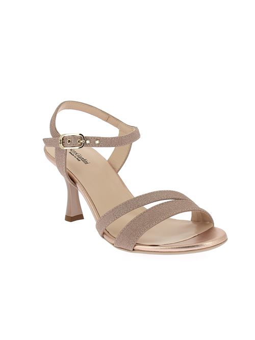 sandalo con tacco da donna in tessuto glitter NERO GIARDINI | E513201DE631